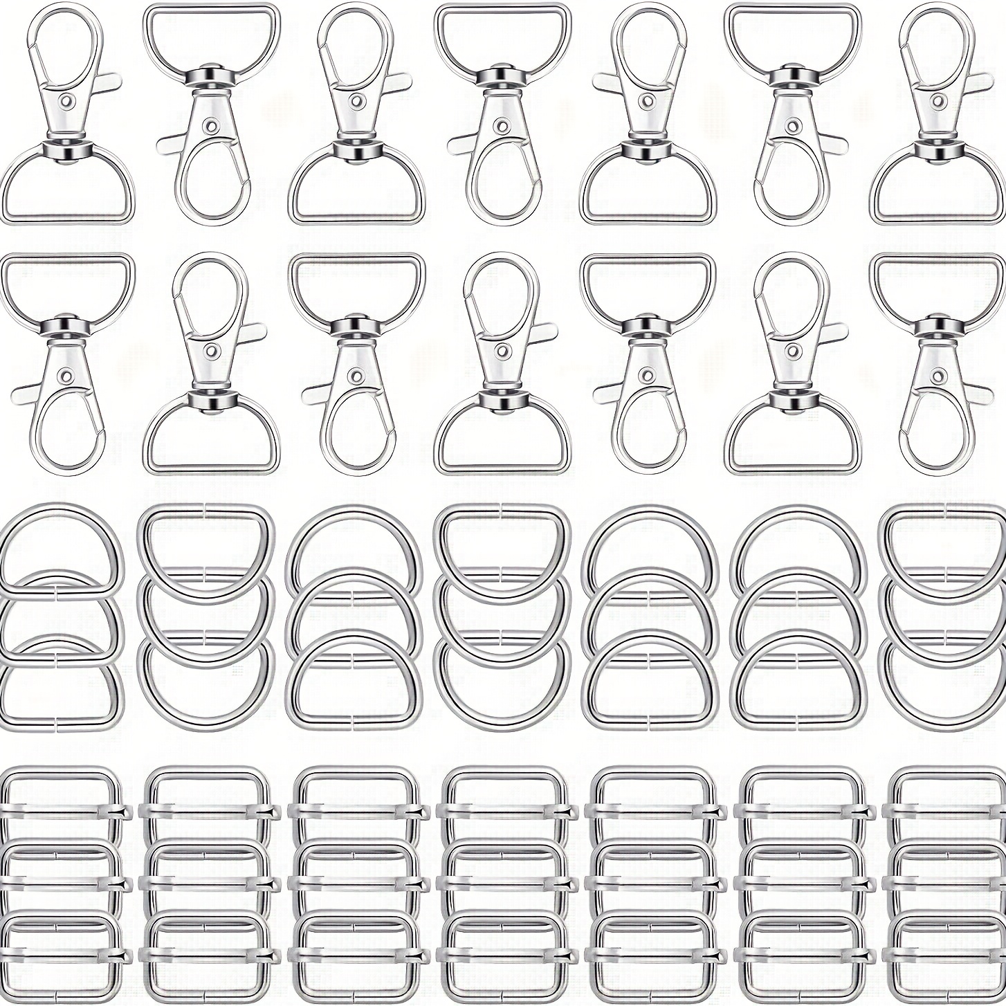 

56pcs Zinc Alloy Rotating Lobster Chain D-type Steel Color Key Ring Sliding Buckle For Diy Key Chain Luggage Hardware Accessories