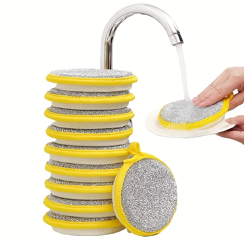 

5/10pcs, Scrub Sponges, Washing Sponge, Washing Sponge Brush, Durable Double-sided Dishwashing Sponge, Reusable Sponge Pad, Washing Scrubber Brush, Kitchen Tools