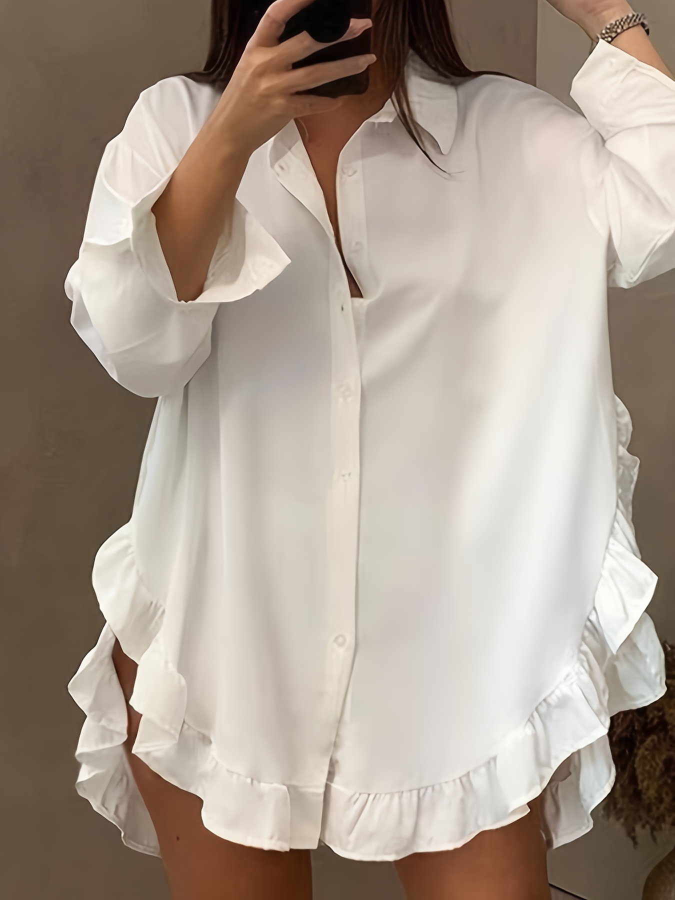 white ruffle top plus size