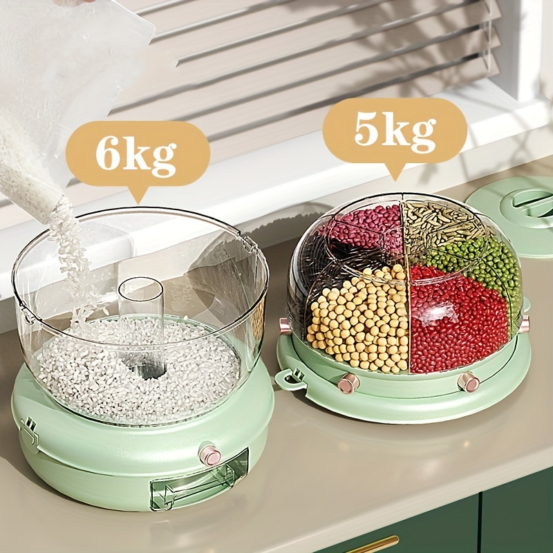 Rotating Double layer Rice Bucket Large Capacity Cereal Container