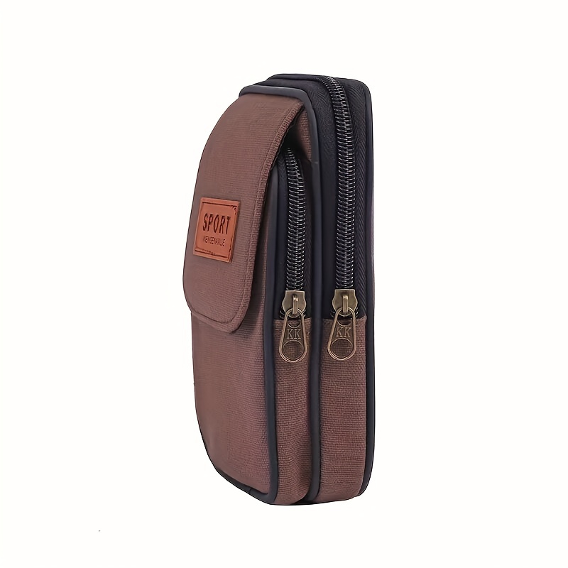 Solid Color Simple Style Men's Waist Bag Flap Coin Purse Mobile