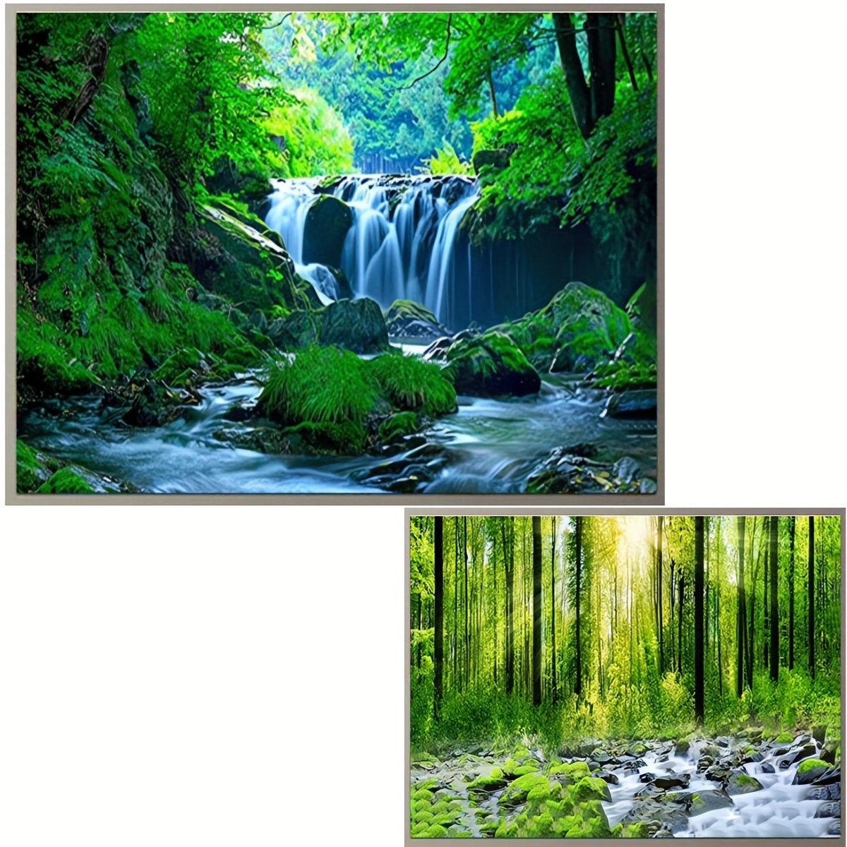 Calming Green Forest Canvas Wall Art Waterfall Landscape Painting For  Living Room, Bedroom, Office Nature Scene Canvas Print Artwork For Home  Decor No Frame Required Temu