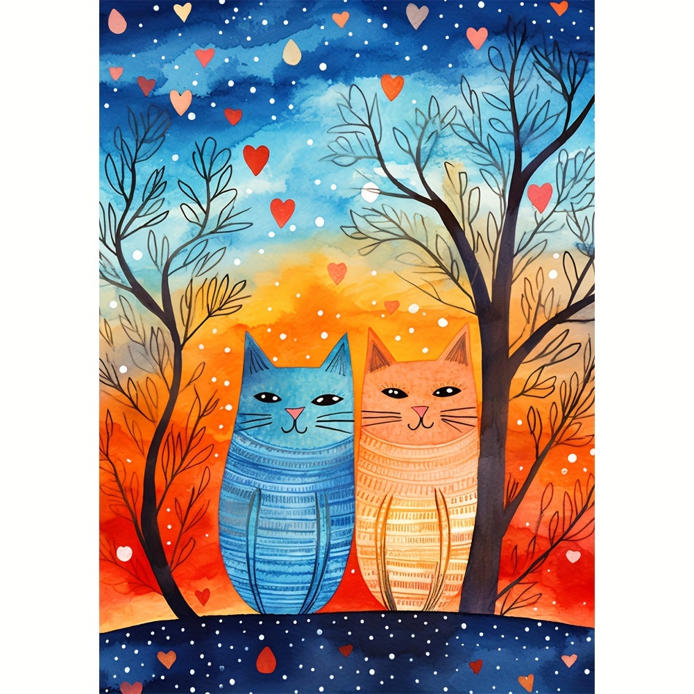 

1pc Large Size 30x40cm/11.8x15.7 Inches Frameless Diy 5d Diamond Painting Cat Couple, Full Rhinestone Painting, Diamond Art Embroidery Kits, Handmade Home Room Office Decor Gift