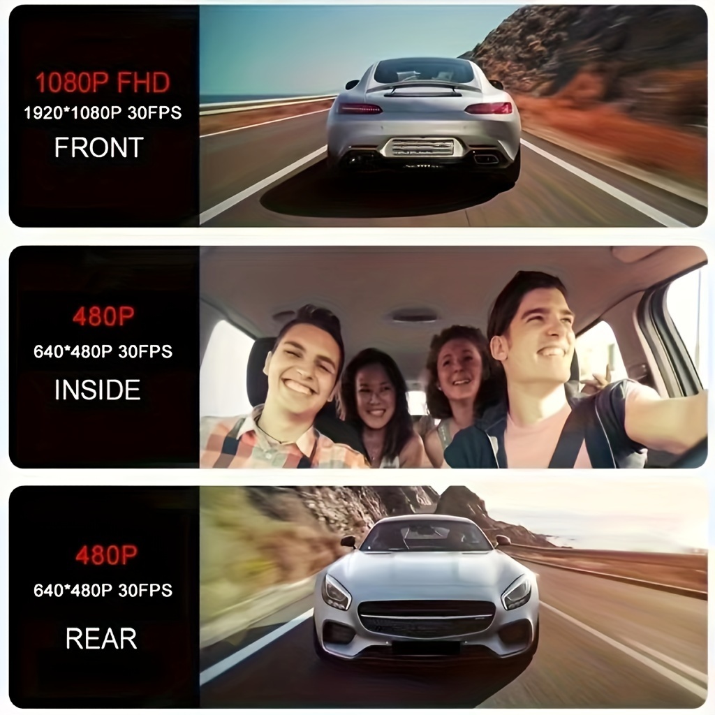 dash camera for cars front and inside     with ir night vision loop recording car dvr   with 2 inch ips screen Product details 4