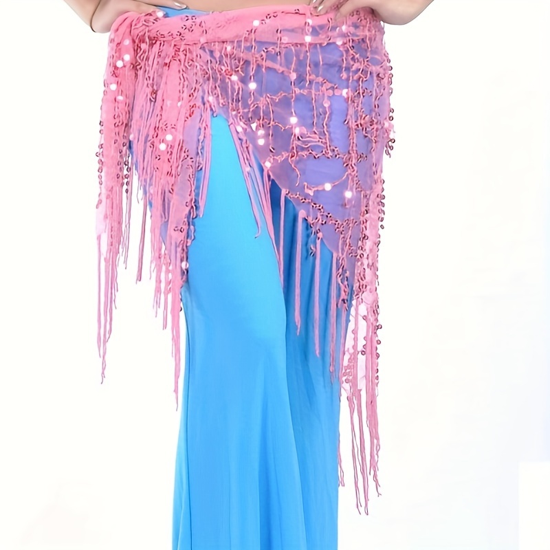 Women Belly Dance Hip Scarf Tribal Fringe Sequins Triangle - Temu Canada