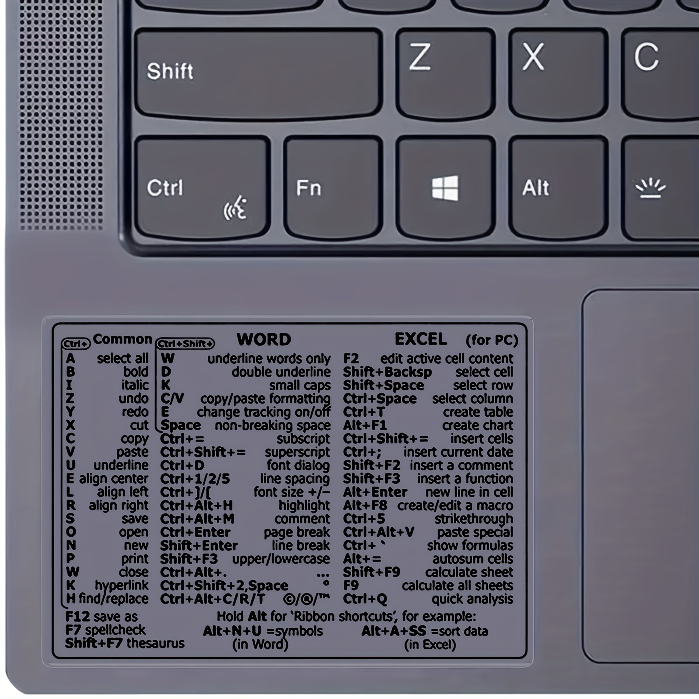 Autocollant adhésif amovible pour clavier de référence PC Windows, raccourci  d'ordinateur, pour Guide de clavier de référence rapide