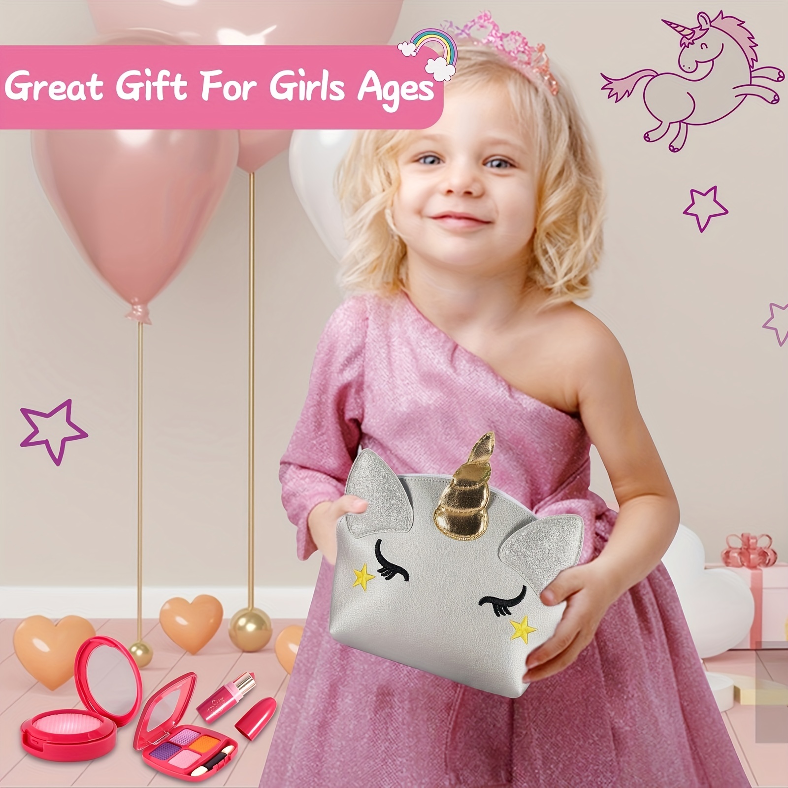 Simlug Jouet de maquillage de beauté pour enfant - Mini jouets cosmétiques  non toxiques pour votre petite princesse - Pour satisfaire le rêve de  princesse de votre petite fille (rose) : 