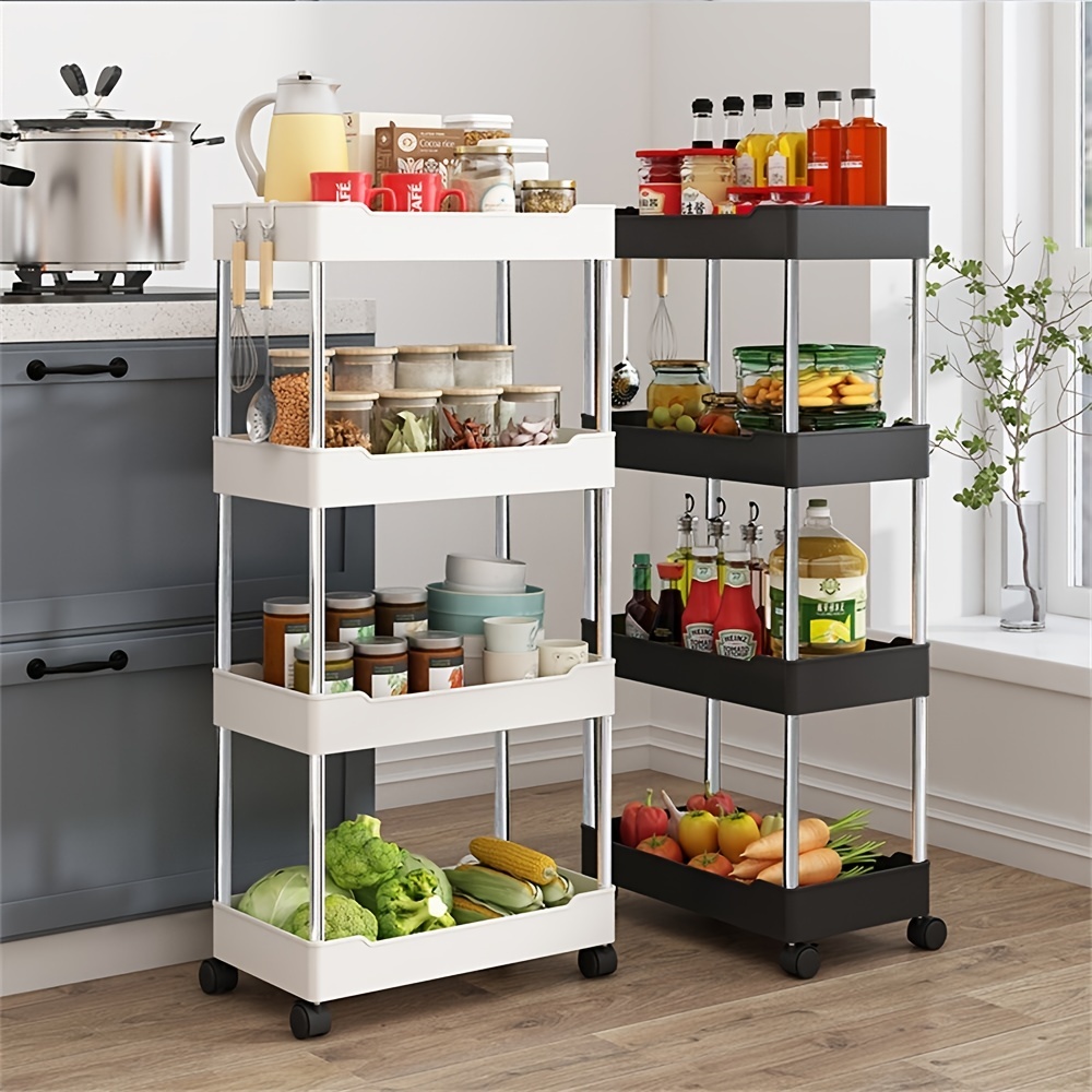 Kitchen Storage Rack Stable Reinforced Side Design Multifunctional Kitchen  Mobile Corner Shelf for Spices (White)