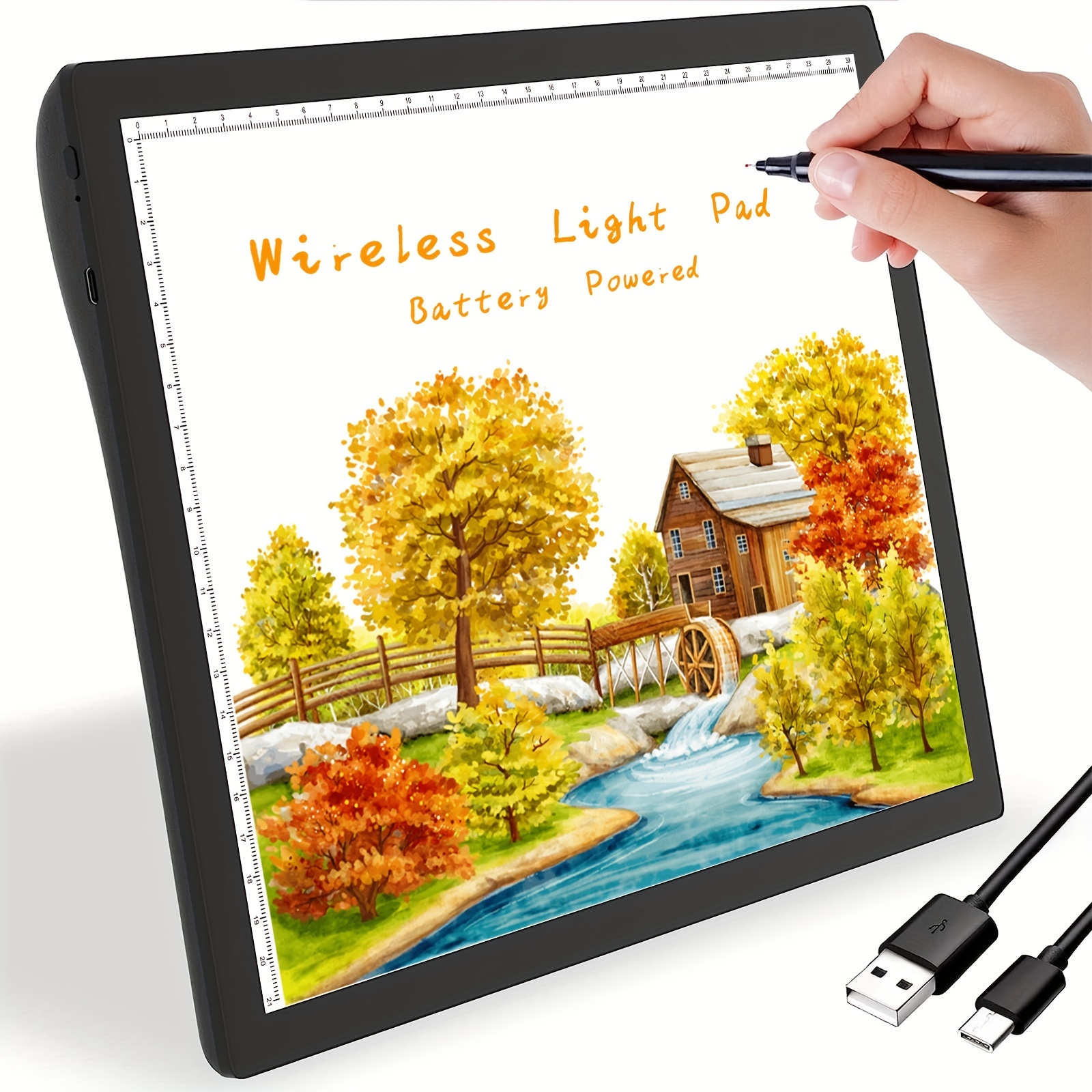 TOHETO A2 Light Pad Super Thin 7mm Portable Stepless Dimmable Brightness  Large Light Box Copy Board for Diamond Painting Weeding Vinyl with 2