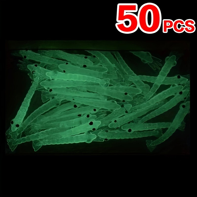 

50pcs Luminous Soft Shrimp Bait Fishing Lures - Glow In The Dark Prawn Lure For Night Fishing