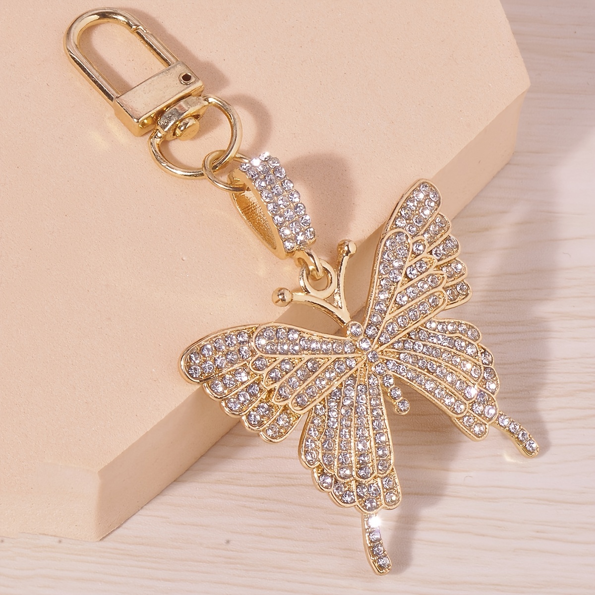 Alloy Rhinestone Golden Butterfly Keychain Fashion Cute Bag - Temu