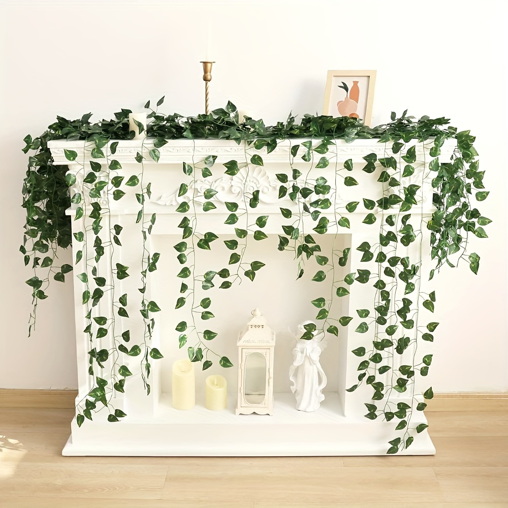Ageomet 10pcs Fake Ivy, Artificial Ivy Garland Fake Vines, Silk Leaves Greenery Hanging Plants for Bedroom Garden Home Wedding Wall Decor, 76 Feet