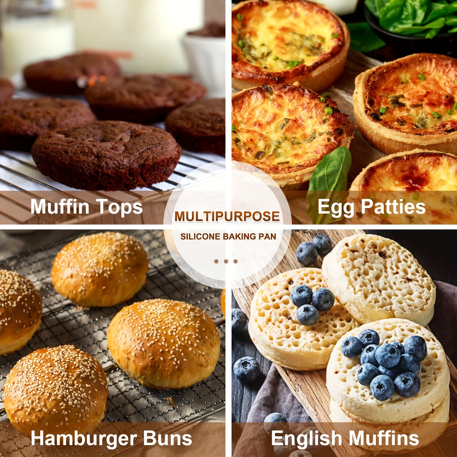 Silicone Muffin Top Pans - Whoopie Pie Pan Round Silicone Baking Pan For  English Muffins, Whoopie Pies, Corn Bread, Egg Bites, Tarts - Temu