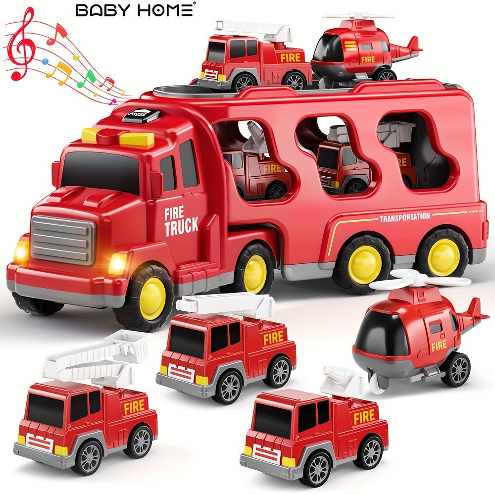  Bennol Juguetes para niños de 1, 2, 3, 4, 5, 6 años, juego de  camiones de bomberos 7 en 1 con alfombrilla de juego y accesorios, regalos  de cumpleaños para niños