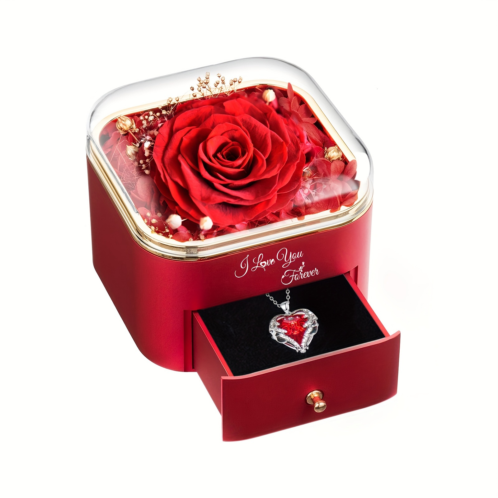 Collana I Love You Con Rosa Rossa - Regali romantici per la sua moglie  Fidanzata In Anniversario San Valentino Regali di compleanno per le donne  Mamma