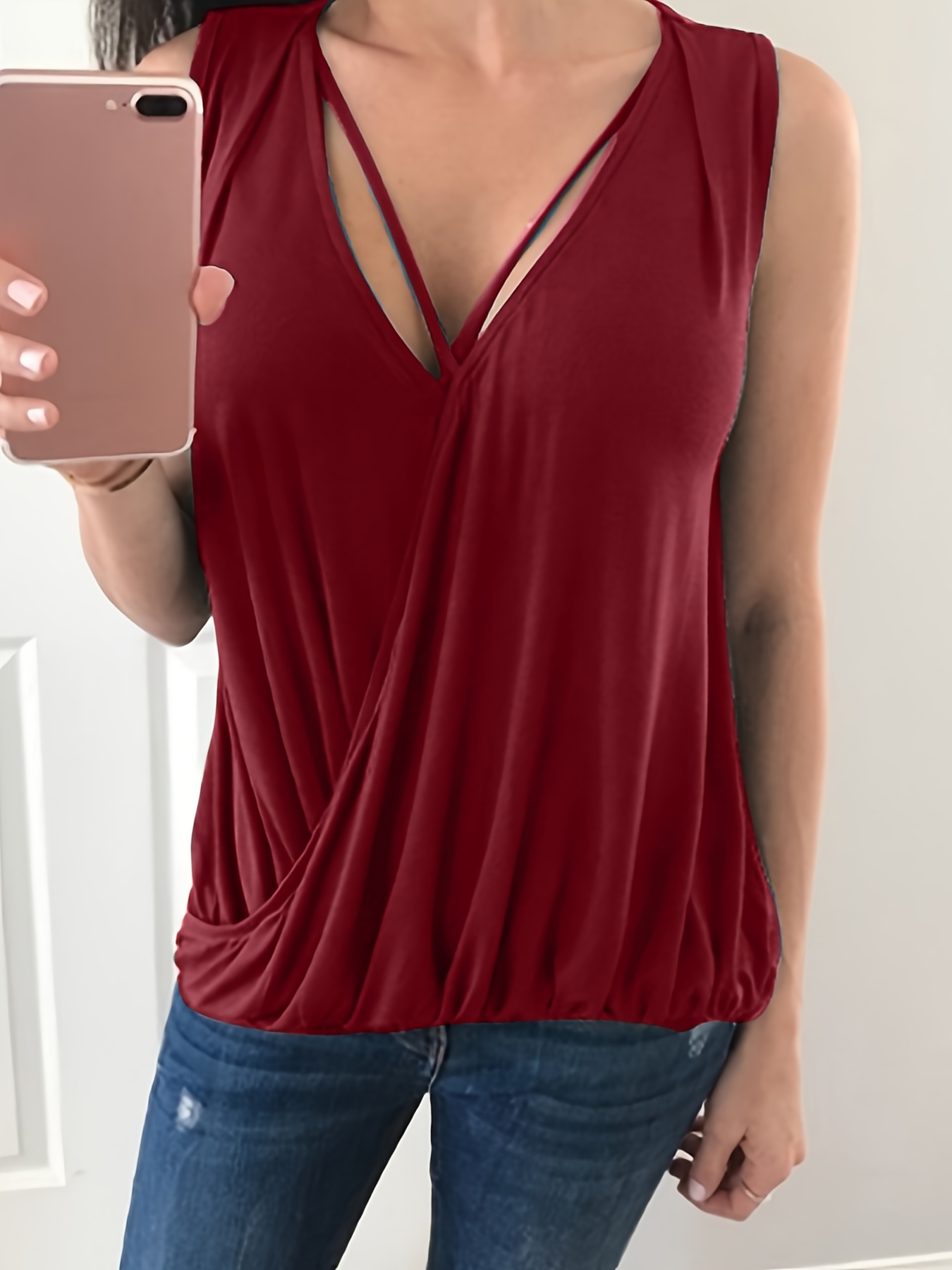 Solid Open Breasted Sleeveless Cami Tops Night Club Casual - Temu