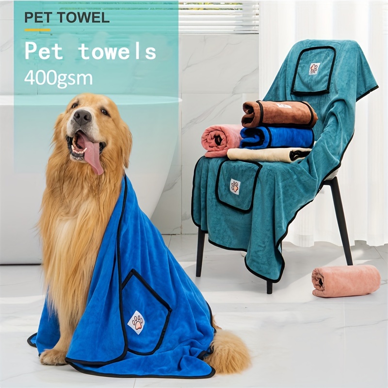 Juego de toallas para secar perros con toallas grandes de felpilla súper  absorbentes, cepillo de baño para mascotas, toallas de microfibra de secado