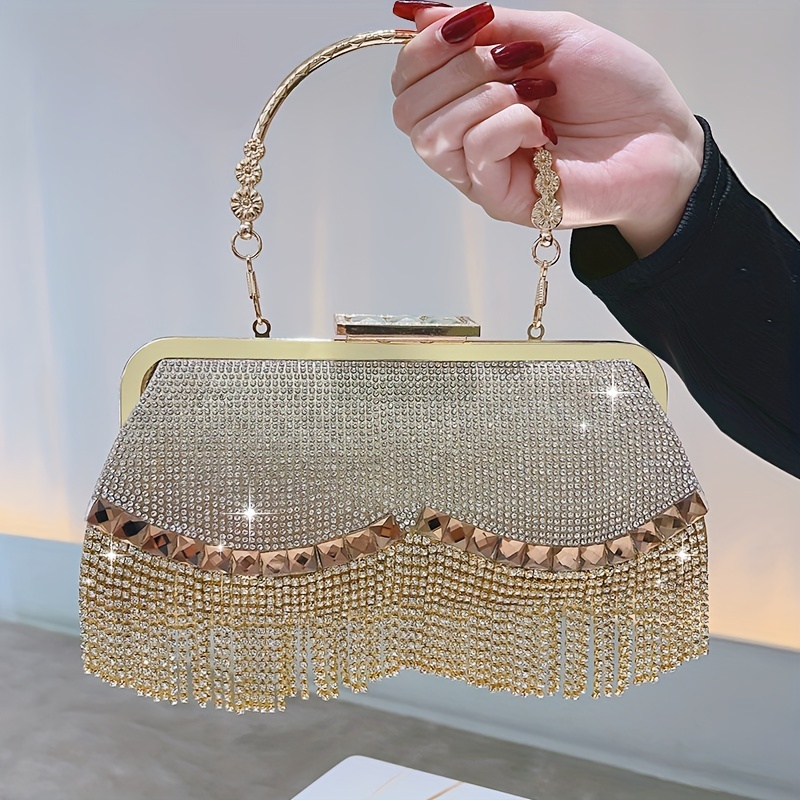 Tassel Rhinestone Handbags Glitter Evening Clutch Bag - Temu