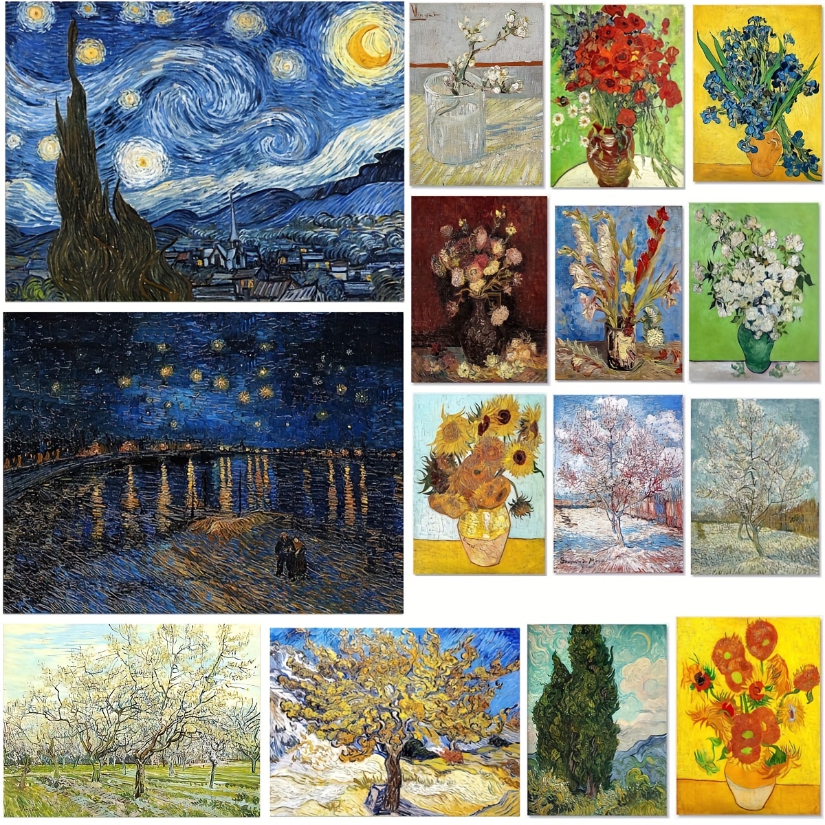 Kits de pintura de diamantes para adultos, principiantes y niños, pinturas  famosas de Van Gogh 5D de taladro completo de mosaico de diamantes para