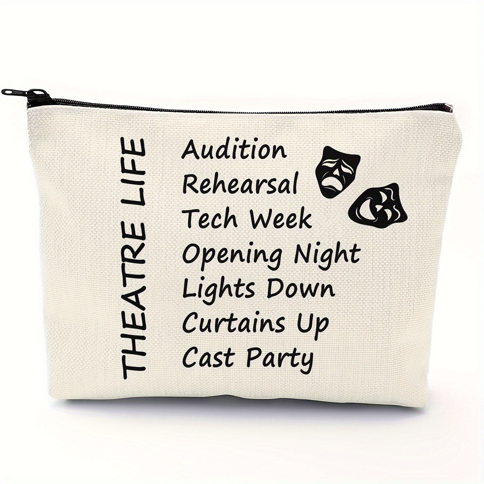 

Theatre Life Makeup Bag Drama Theater Gifts Comedy Tragedy Mask Theatre Drama Bag Drama Actor Actress Gifts Pouch