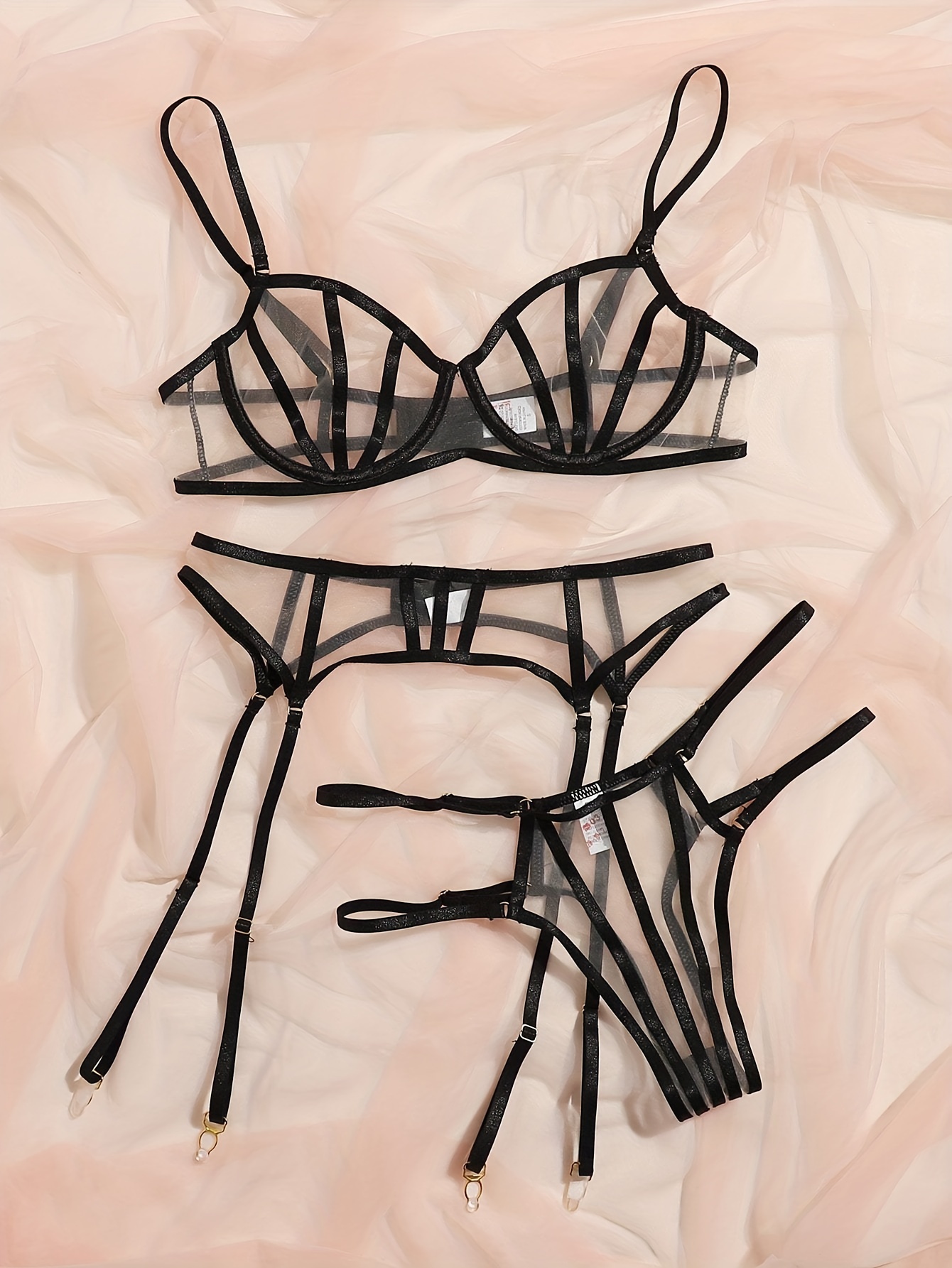 Black mesh lingerie set