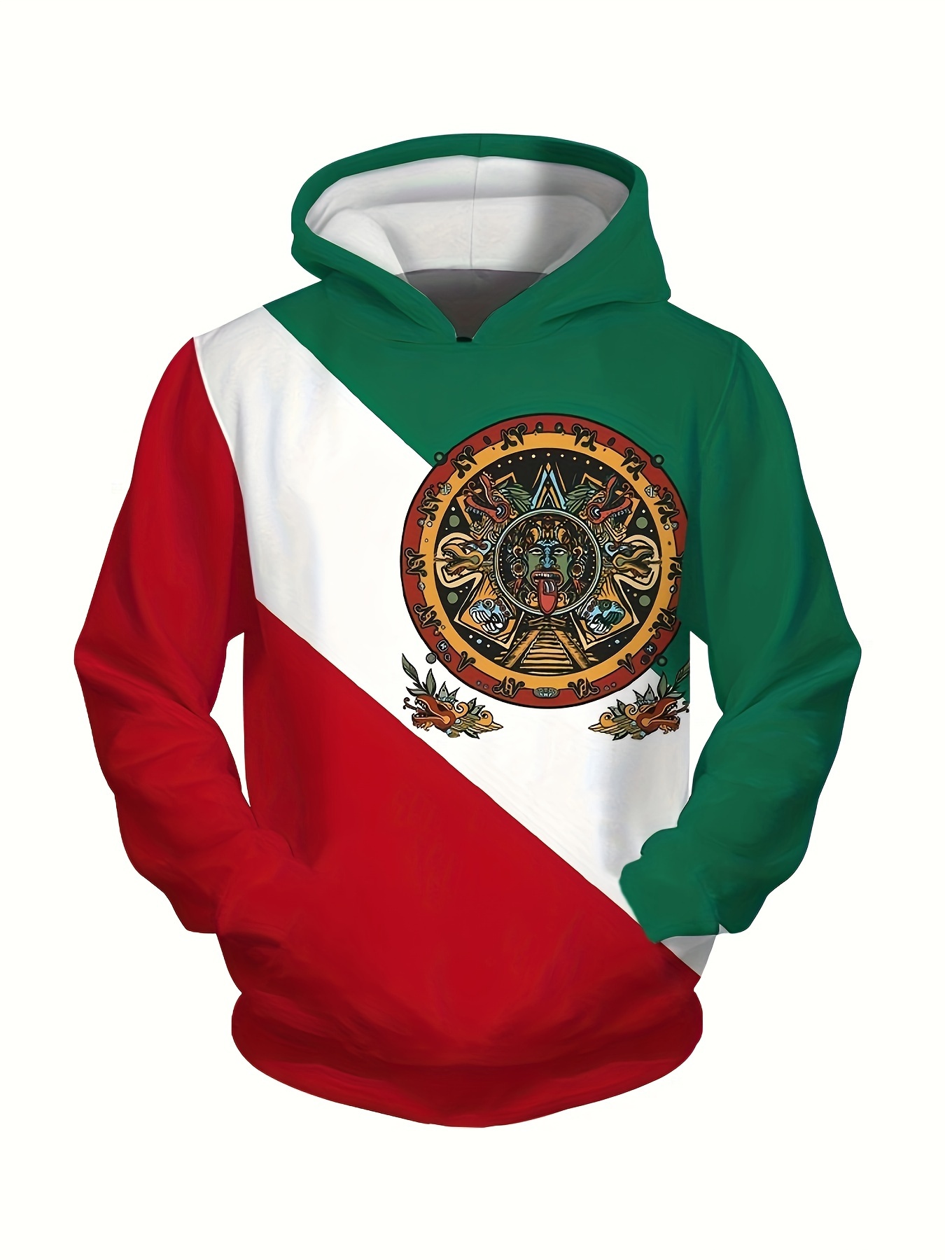 Mexico Flag Print Color Block Hoodie Cool Hoodies For Men - Temu