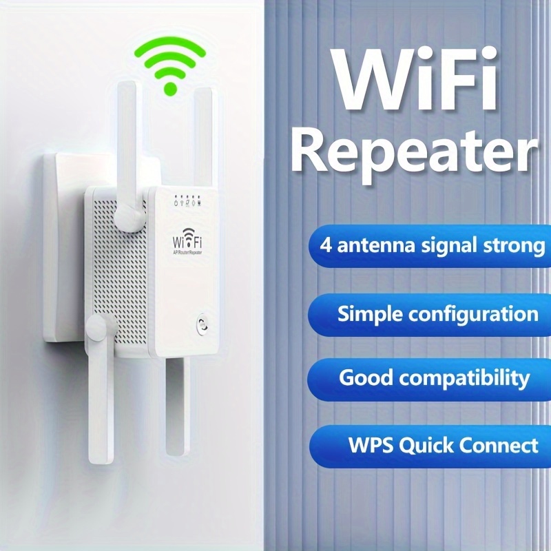 Extensor WiFi, amplificador WiFi, repetidor WiFi, cubre hasta 2640 pies  cuadrados y 40 dispositivos, amplificador de Internet, con puerto Ethernet