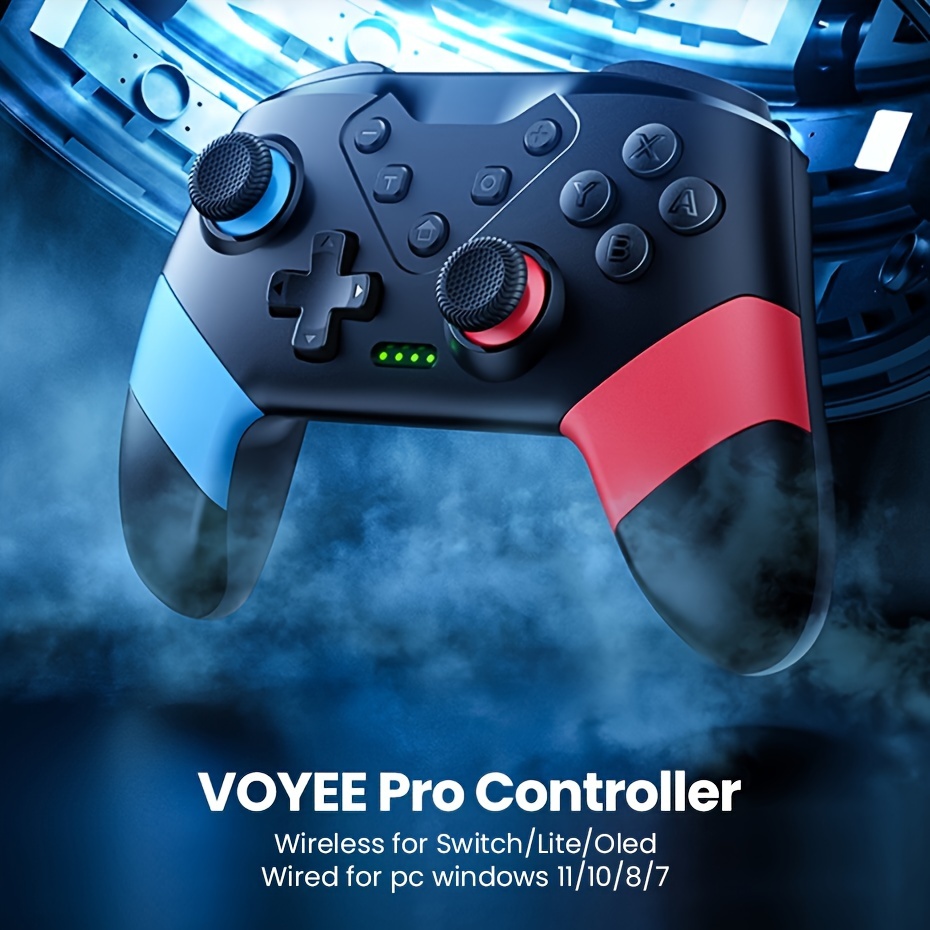 VOYEE Switch Controllers Wireless, Compatible with Switch Pro Controllers  for Switch/Switch Lite/OLED/PC, One-Key Pairing Gamepad with 9-Color RGB