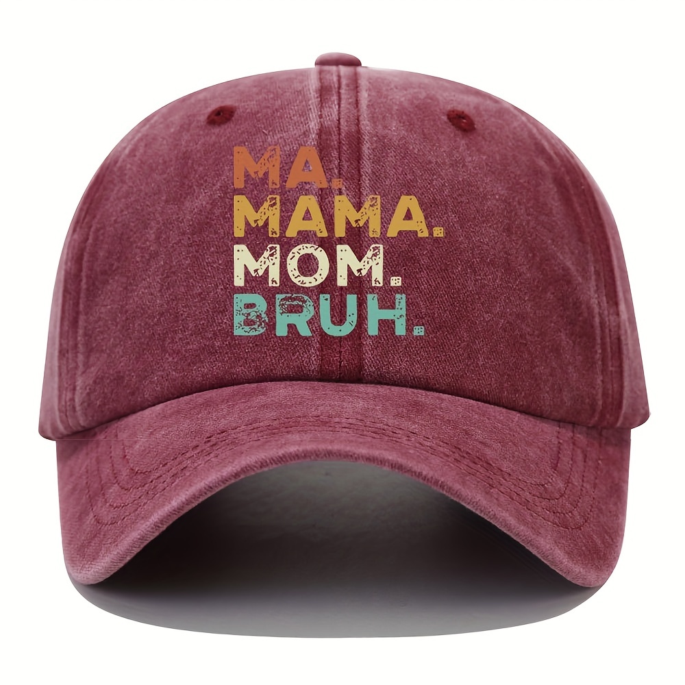 MAMA MOM Print Baseball Cap Vintage Washed Distressed Adjustable Dad Hat