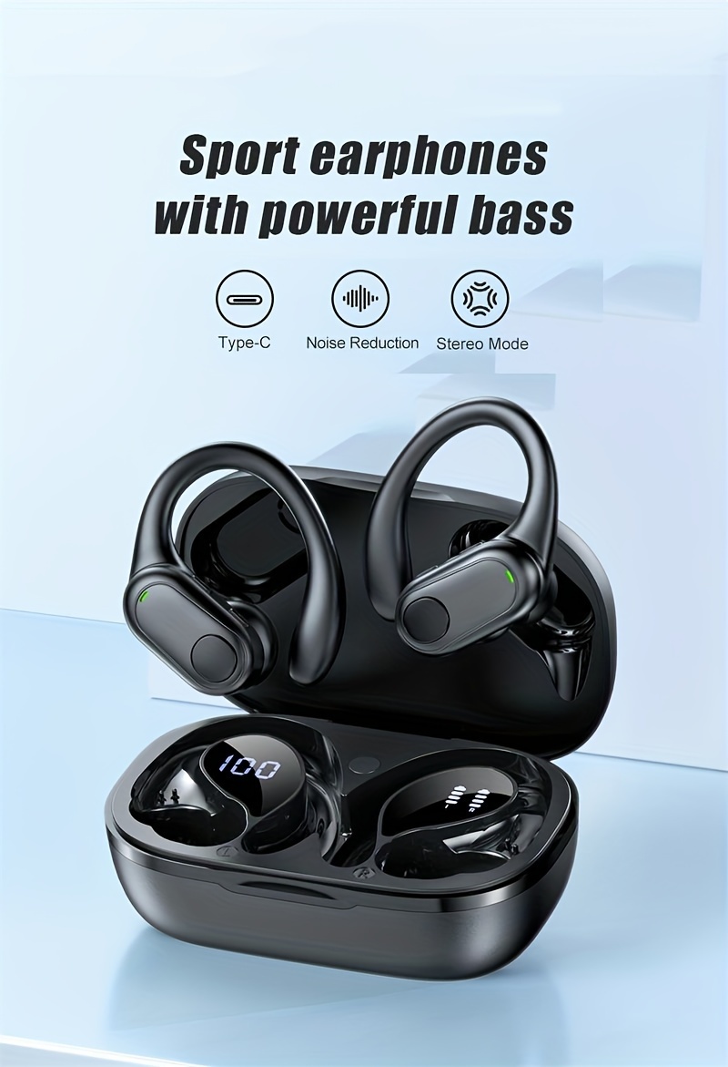 Wireless Earbuds Running Sports Hifi Stereo Ear Hook Earbuds - Temu