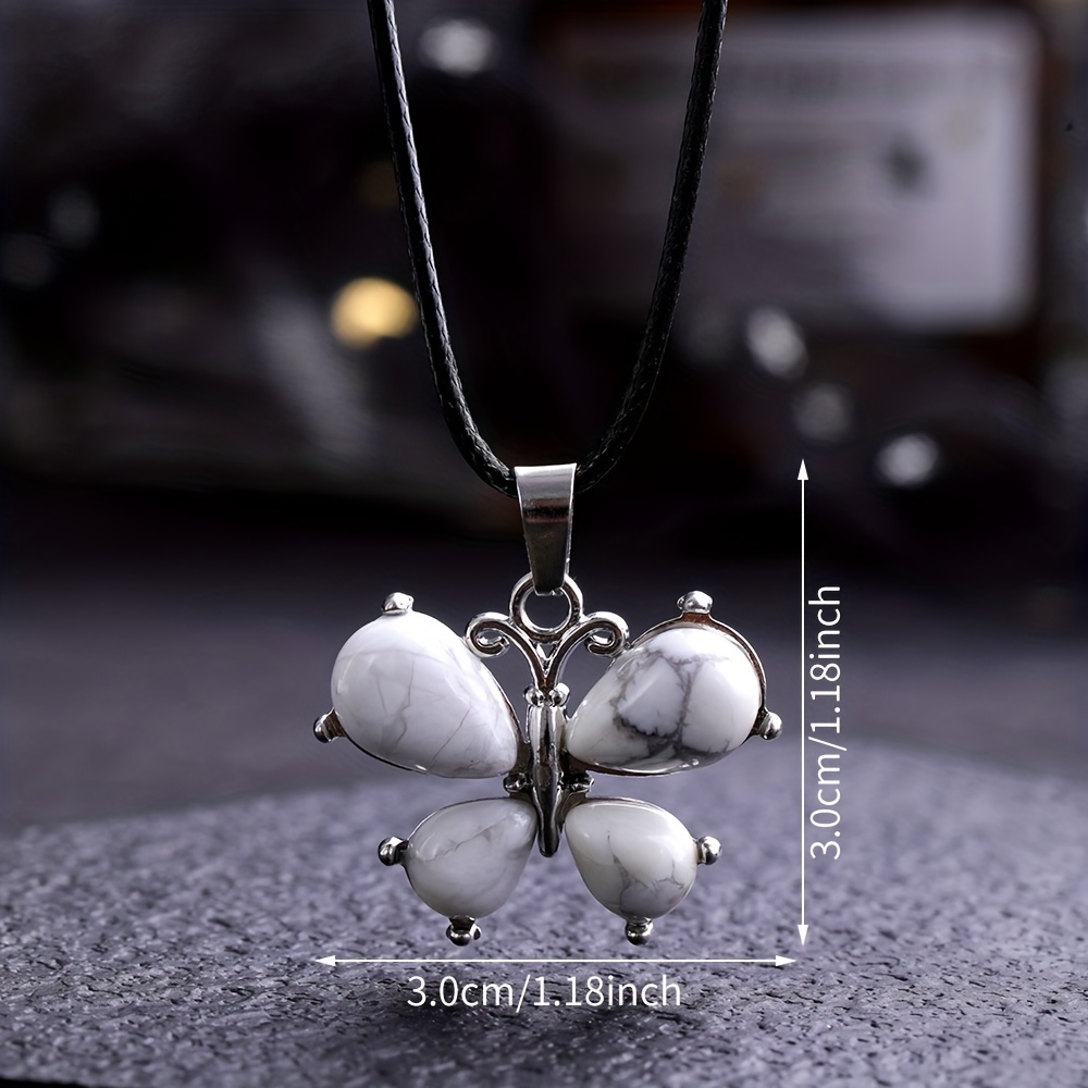 Butterfly Gem Necklace Rose Quartz Amethyst Opal Crystal Stone
