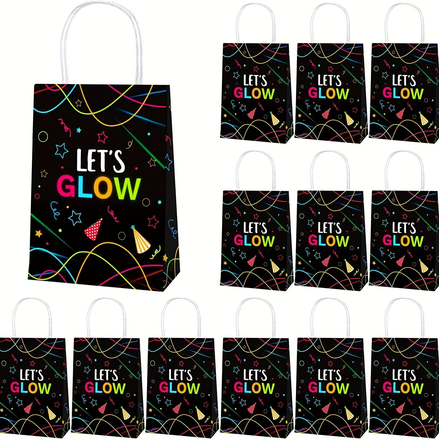 Glow in The Dark Gift Bags, Creative Unique Party Favor Bags Treat Bags for Birthday Party Supplies(12pcs)