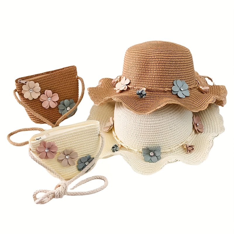 Mit Handtaschen Atmungsaktive Blume Hut Strohhut Sonnenblende Sommer Baby  Hut