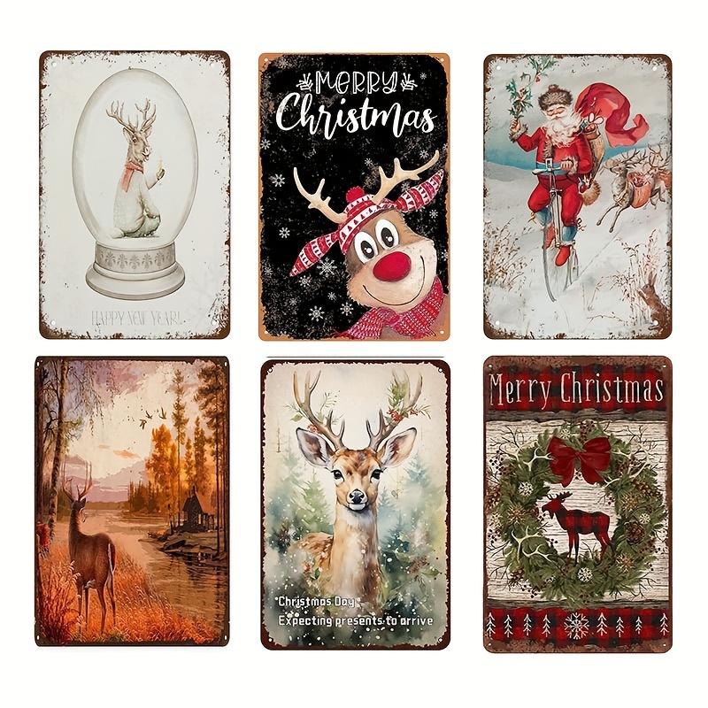 Plaque En étain Vintage Merry Christmas - Camion Rouge Avec Sapin, Décoration Murale Noël 30,5 X 40,6 Cm