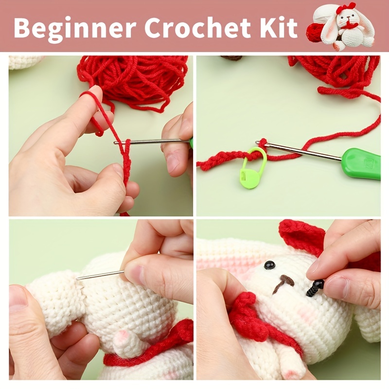 Xewsqmlo Crochet Needles Set, Beginner Crochet Kits with Storage Bag Hand  Knitting Craft Art Tools Includes 5 Group Wool, Needles, Ruler (Blue  Cherry) 