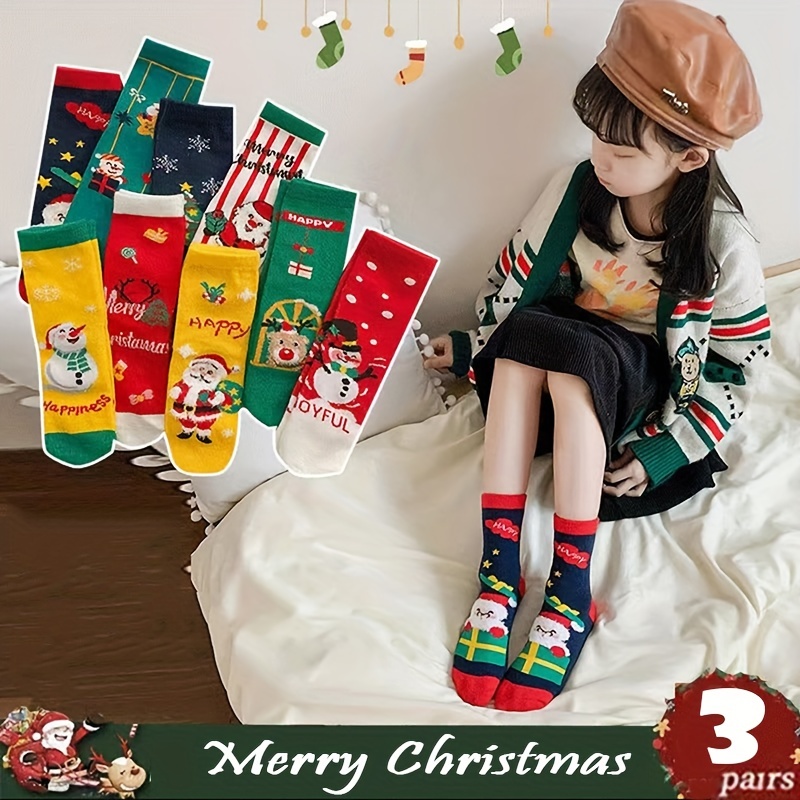 Baby Girls Kids Christmas Socks Cartoon Santa Claus - Temu