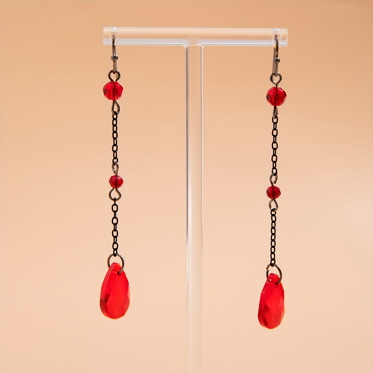 Gothic Style Crystal Water Drop Earrings for Halloween Party