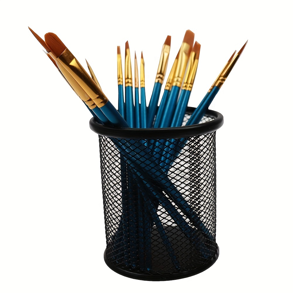 Black Pen Holder Cup for Desk, Black Wire Mesh Pencil Cup Holder for Desk  Office Pen Organizer