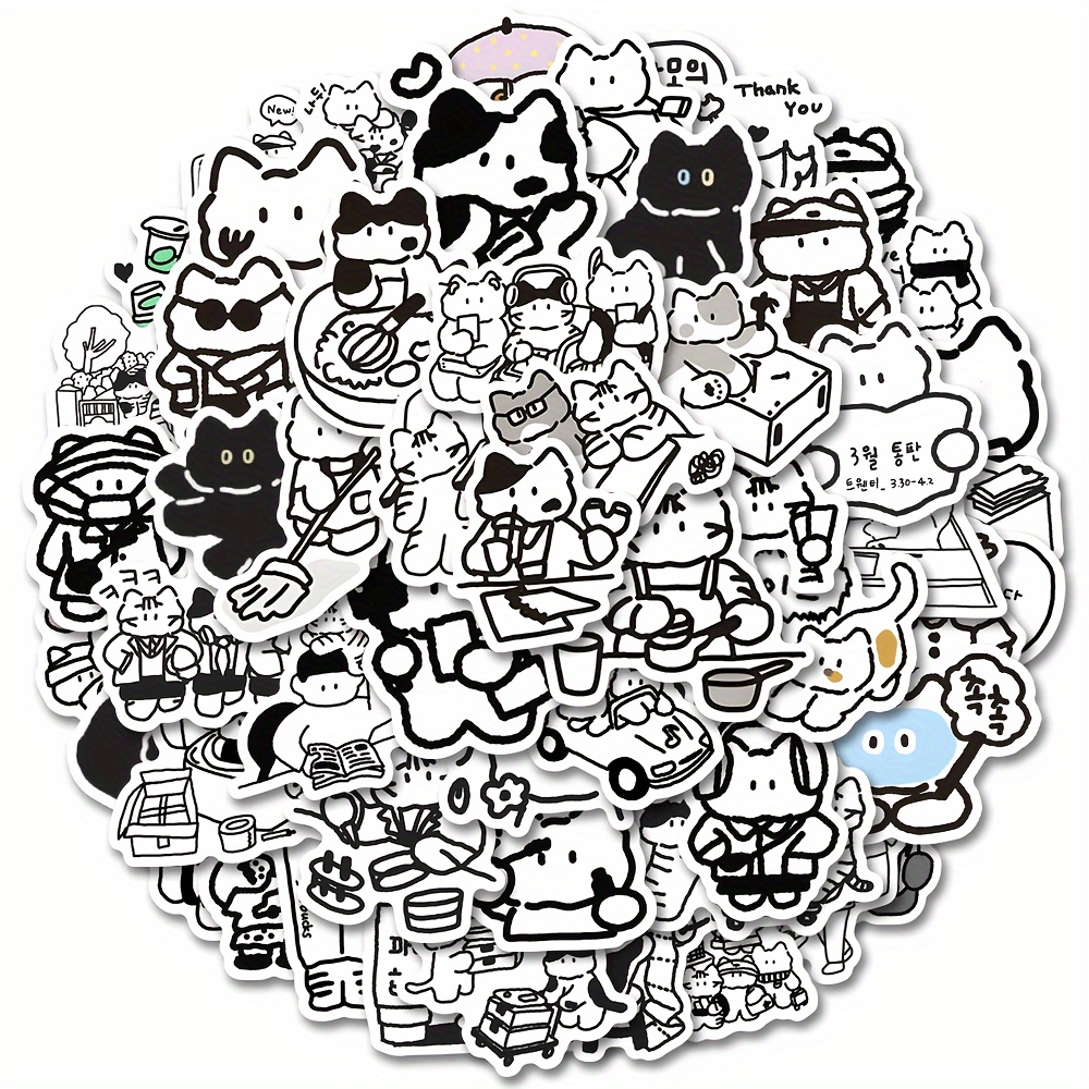 

77 Pcs Sketch Cute Cat Stickers For Electric Car Motorcycles Desktops Laptop Mobile Phone Waterproof Removable Stickers