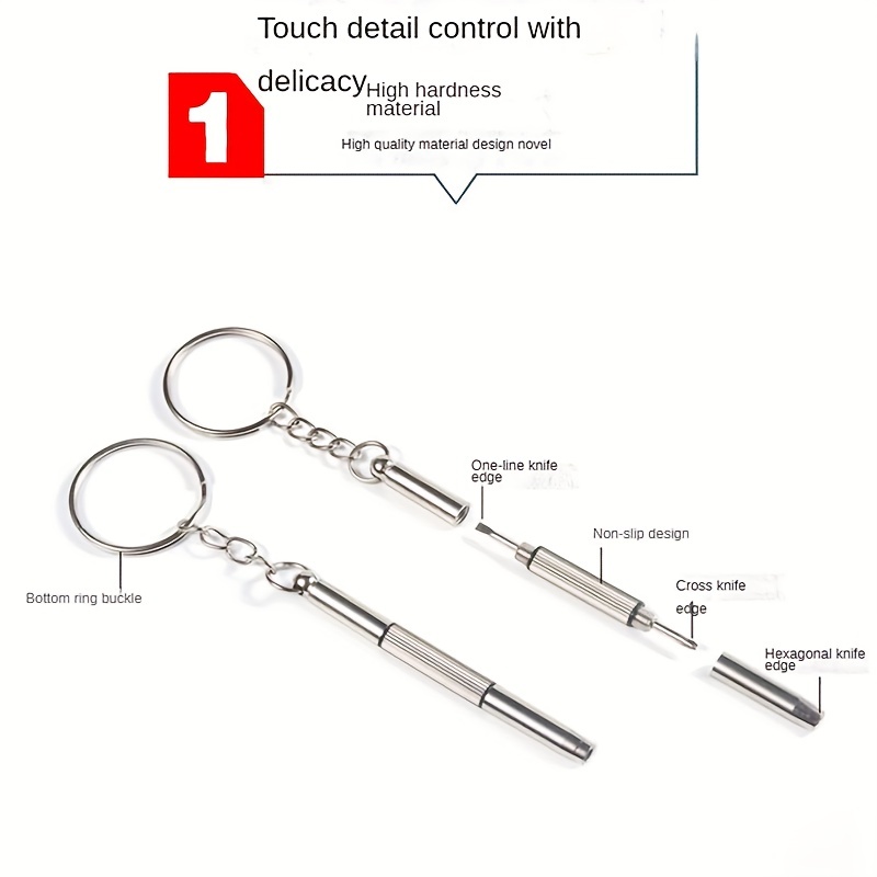 Stainless Steel Eyeglass Repair Screwdriver Keychain Tool Kit