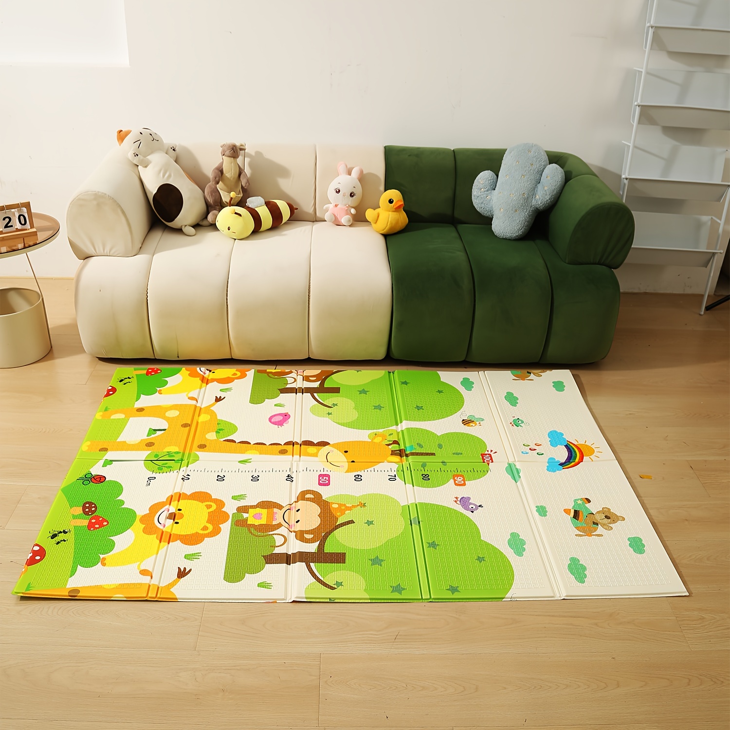 Double-sided Crawling Mat Round Carpet Kids Play Mat Rug Cushion Waterproof Moisture-proof Random Color Pattern
