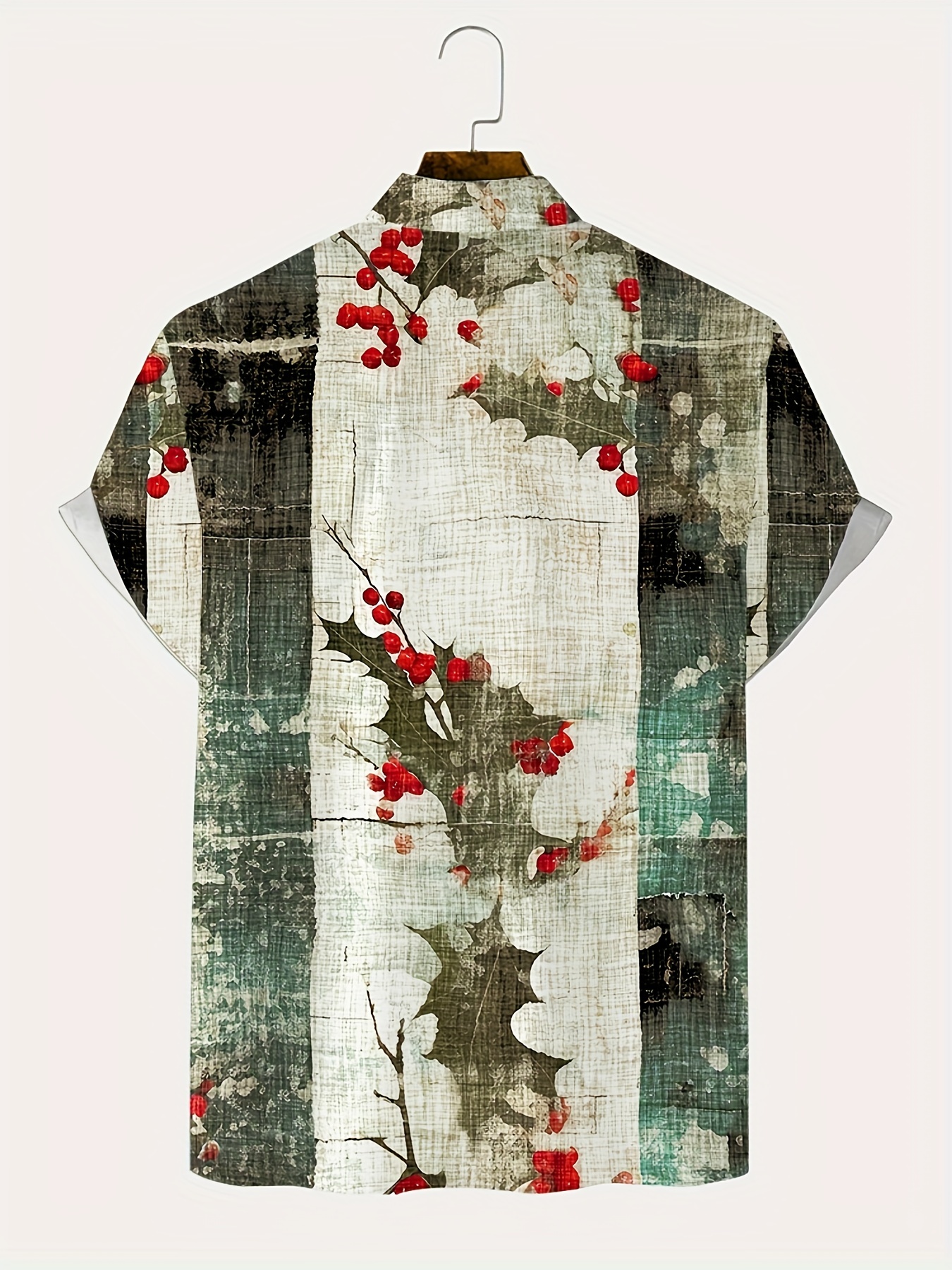 Christmas Themed Retro Pattern Men's Short Sleeve Button - Temu