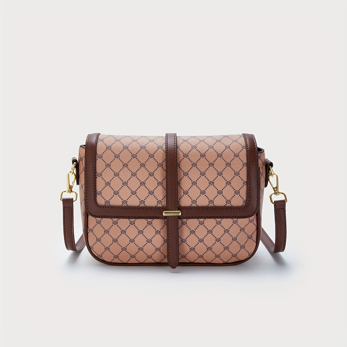 Elegant Retro Print Square Bag, Classic Flap Crossbody Bag