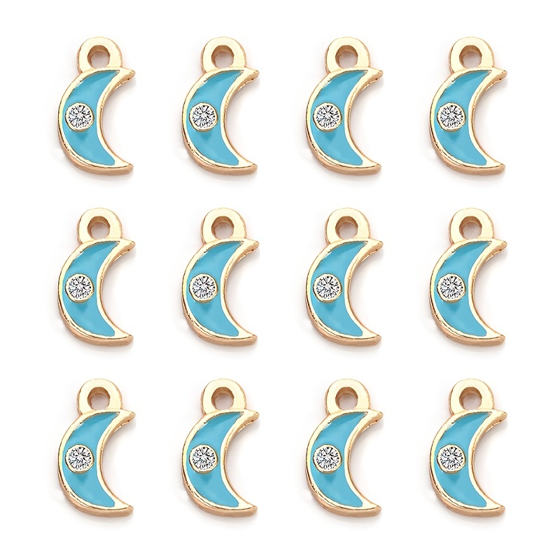 10pcs Enamel Cute Charms Pendant for Jewelry Making Supplies Moon