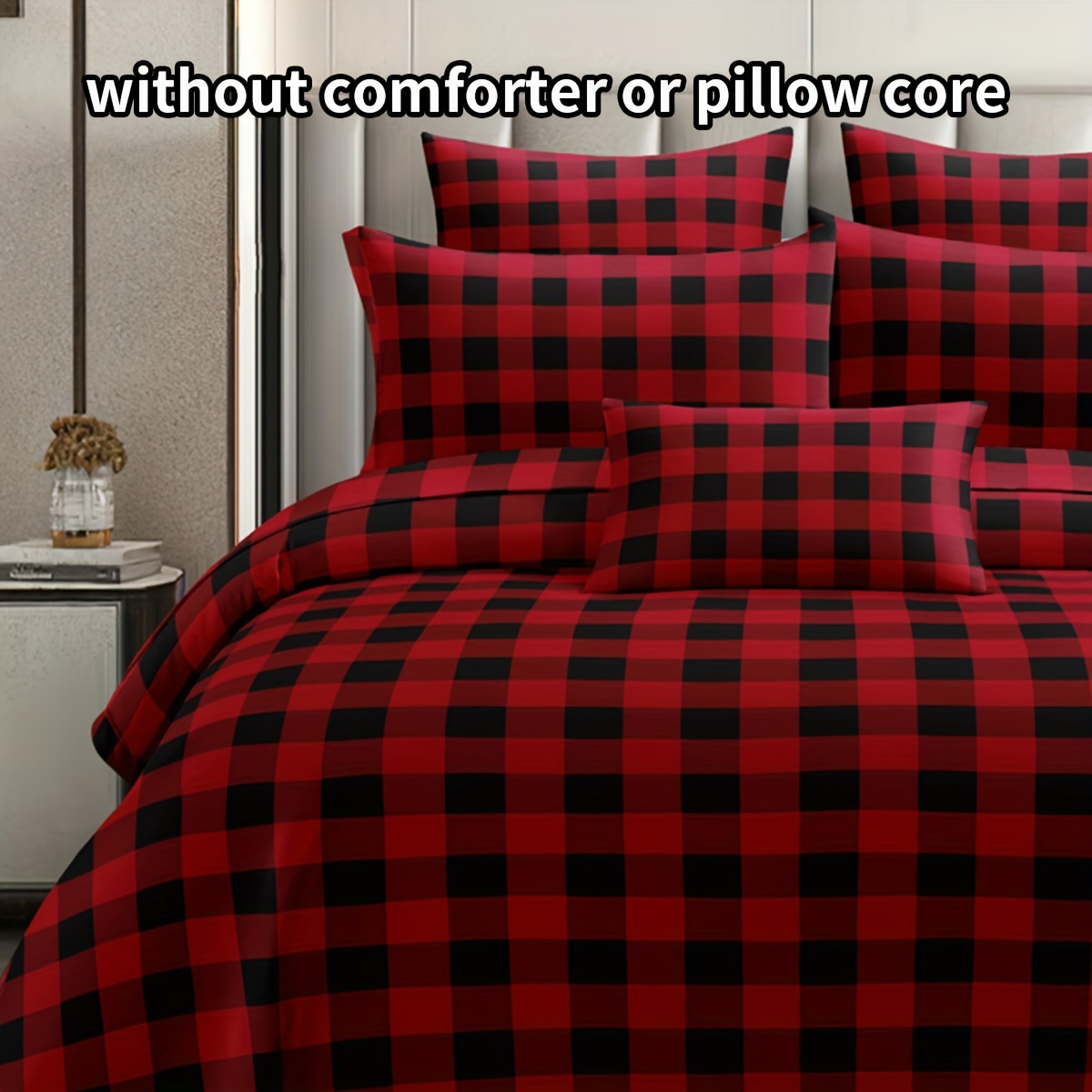 3pcs Red And Black Printed Duvet Cover Set
