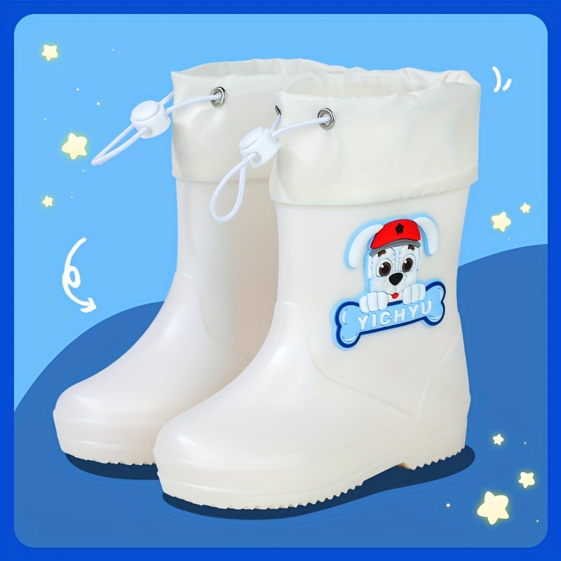 Boy's Trendy Rain Boots with Adorable Cartoon Character's Decoration, Slip On Non-Slip Durable Waterproof Comfy Rain Shoes for Outdoor Working