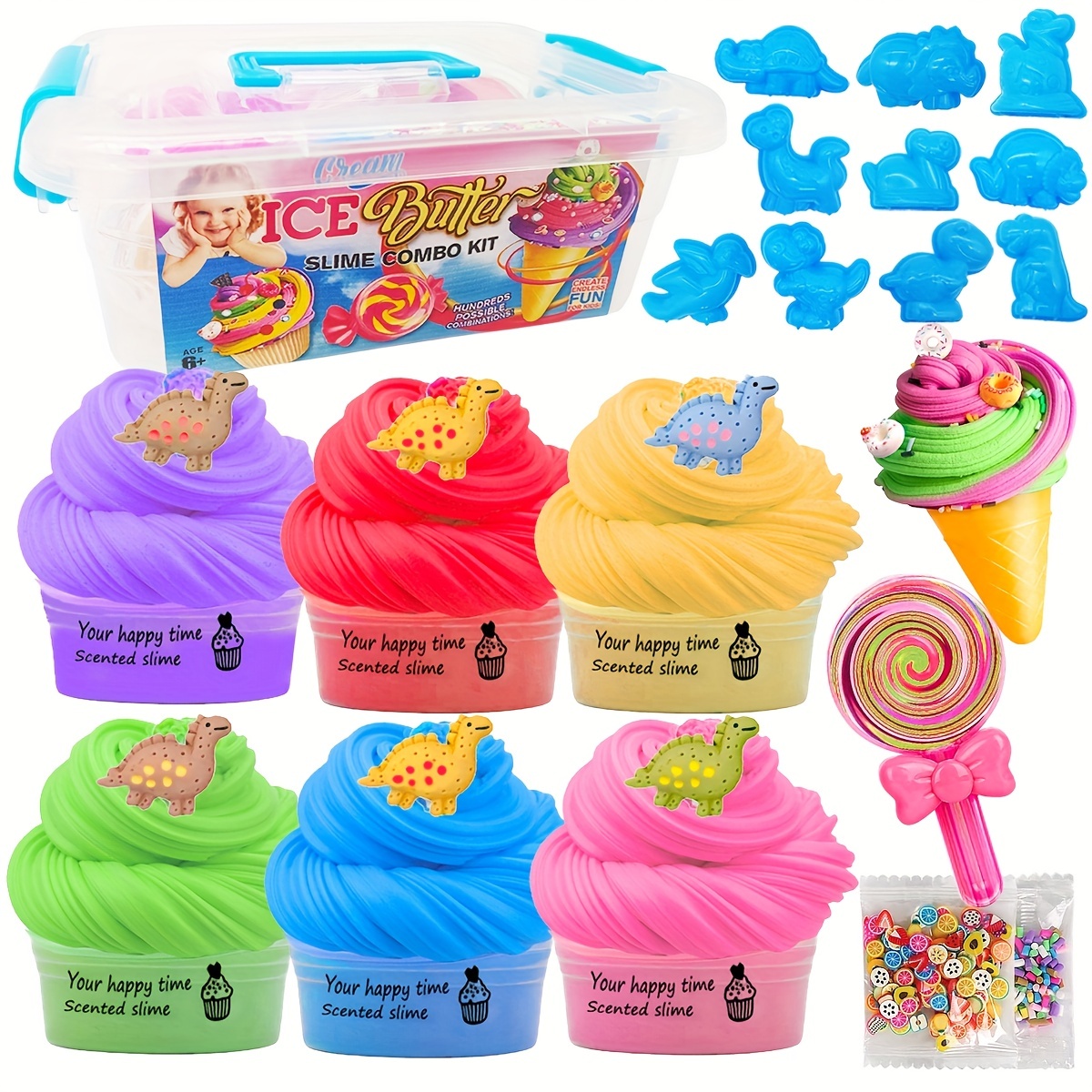 Diy Ice Cream Slime Kit Dinosaur Toys Perfect Birthday Gift - Temu