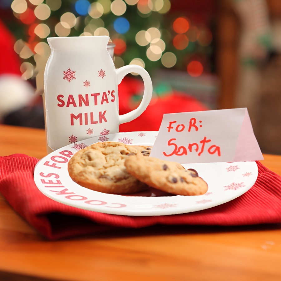 Christmas Dinnerware Santa Milk And Cookie Plate Set Milk Jug