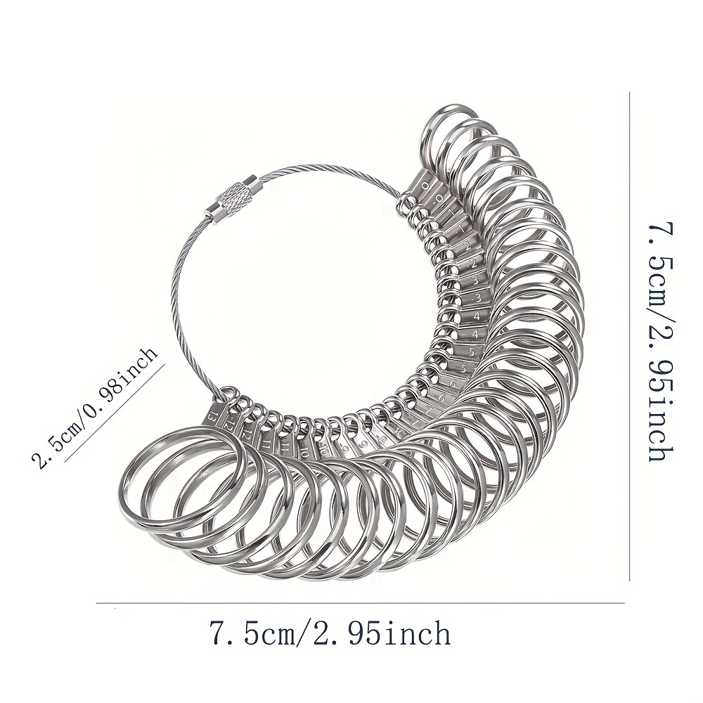 Medidores de joyería Medidor de anillos de hierro inoxidable Herramienta de  medición de tamaño de anillo de dedo Juego de calibrador de anillos