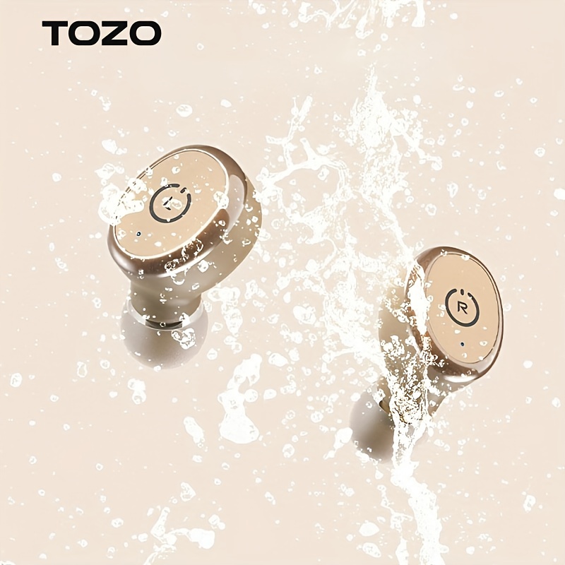 TOZO Wireless 5.3 Fones de ouvido sem fio com estojo de carregamento sem fio Fones de ouvido estéreo no ouvido Fone de ouvido com microfone integrado Som premium com graves profundos para esportes,_voghion.com